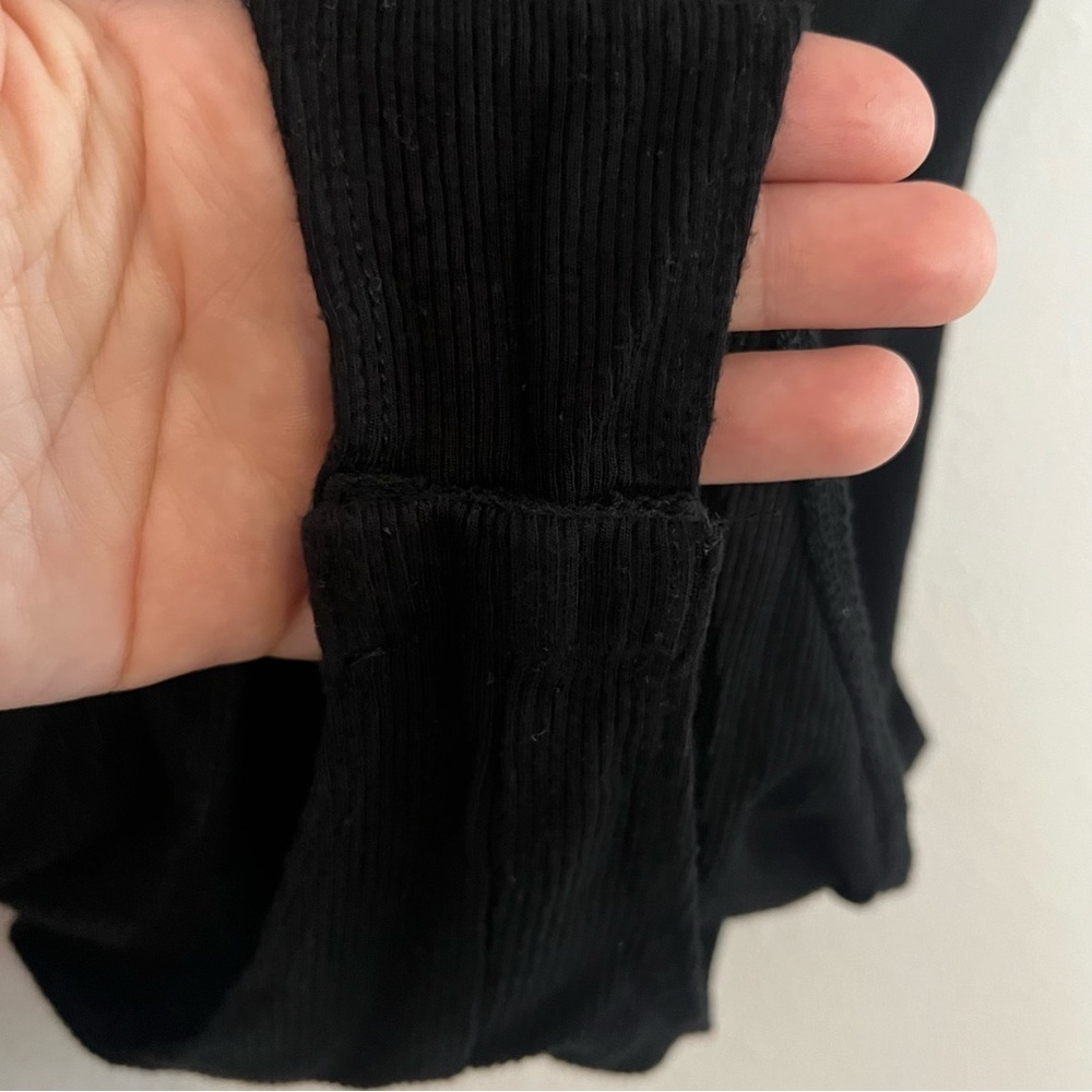 Mind Code Black Ribbed V Neck Bodysuit - Picture 5 of 7